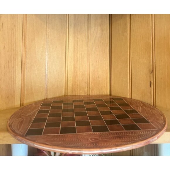 Vintage Soapstone Carved Fish Chessboard Unique Dark Black Brown Design - Picture 2 of 4